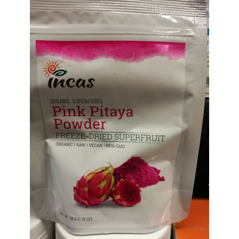 ผงแก้วมังกรแดง ORGANIC SUPER FOODS Pink Pitaya Powder FREEZE-DRIED  SUPERFRUIT 50g.