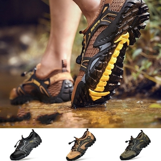 Water Sneakers Hiking Shoes ผู้ชาย กลางแจ้งปีนเขารองเท้ากีฬาระบายอากาศและป้องกันการลื่นรองเท้าลุยน้ำ