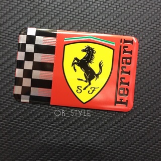 โลโก้ FERRARI เพลทอลูมิเนียมบาง ขนาด 8x5cm