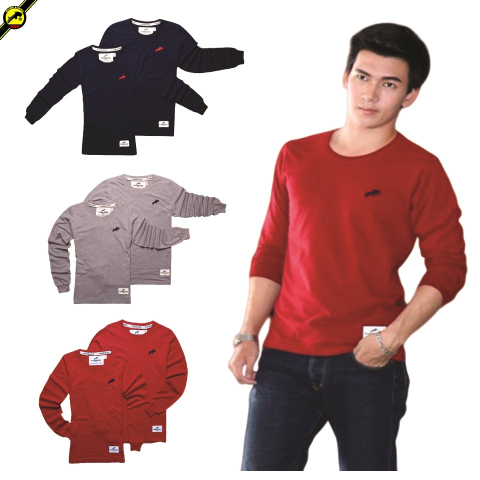 rudedog long sleeve shirt เสื้อแขนยาว รุ่น Signature รวมสี แฟชั่น คอกลม ลายปัก ผ้าฝ้าย cotton ฟอกนุ่