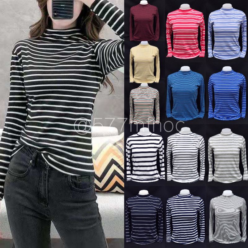 Ni​ Shop​ เสื้อคอเต่าแขนยาว​ แบบลาย​