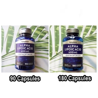 กรดอัลฟาไลโปอิกและไบโอติน Piping Rock® Alpha Lipoic Acid plus Biotin Optimizer 600 mg #ALA