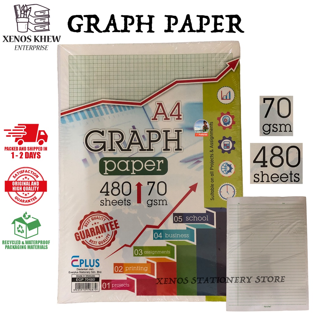 GRAPH PAPER A4 70GSM 480SHEETS SINGLE SIDE GRAPH PAPER (ONE SIDE SINGLE LINE)