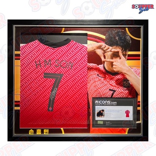 กรอบรูป เสื้อ SON HEUNG-MIN SIGNED SOUTH KOREA 2020 HOME SHIRT WITH FAN STYLE NUMBER