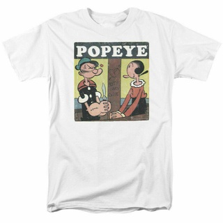 เสื้อยืดขายร้อนเสื้อยืดคอกลม ผ้าฝ้าย พิมพ์ลายการ์ตูน Popeye Loves Olive Licensed Comic Book สีขาว แฟชั่นคลาสสิก สําหรับผ