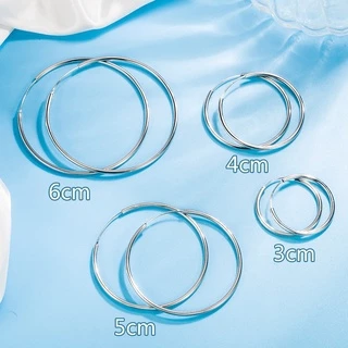 ซื้อ 1 แถม 1 ฟรี (คุ้มสุดๆ!)🌟ต่างหูห่วงเงินแท้ 92.5%🌟 ขนาด 3cm-6cm ต่างหูทรงกลม ใส่แล้วไม่คัน ไม่จางหาย