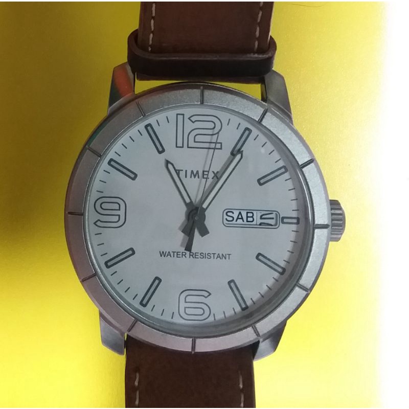 นาฬิกามือสองTimex TM-TW2R64100 Mod นาฬิกาข้อมือผู้ชาย สายสีน้ำตาลหน้าปัดสีขาว