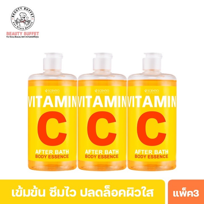 [แพ็ค 3 ขวดสุดคุ้ม!!] BEAUTY BUFFET SCENTIO VITAMIN C AFTER BATH BODY ESSENCE - อาฟเตอร์ บาธ บอดี้ เอสเซ้นส์(450ML.)