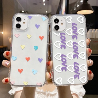 เคสโทรศัพท์มือถือแบบนิ่ม TPU ใส ลายหัวใจ หลากสี สําหรับ Xiaomi Redmi Note 11 10 Pro 9 8 7 7s 9s 10s 11s Mi 11 Lite 11T 12 11T Redmi 9A 9C 9T Poco F3 X3 NFC M4Pro 5G M3