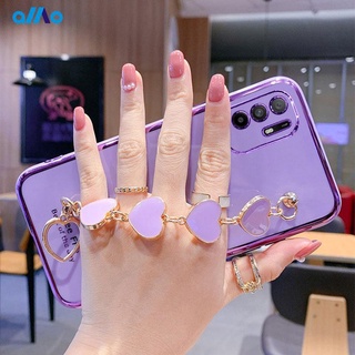 เคสโทรศัพท์มือถือ พร้อมสายคล้อง ลายหัวใจ หรูหรา สำหรับ  Oppo A16 Reno6 Pro 5G Reno6 5G Reno6 Z A54 A94 A15 Reno5 5g Find X3 Pro