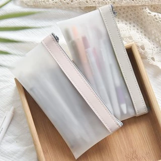 Specialthing กระเป๋าดินสอ แบบขุ่นใส มีซิป กระเป๋าใส่ปากกา กล่องดินสอ สไตล์ญี่ปุ่น น่ารัก เรียบๆ