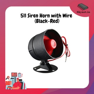 SC511, ST-511, SYD-511-1A BAS 1Tone Car Alarm Security 511 Siren Horn with Wire (Black-Red)