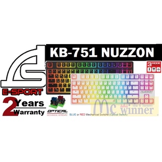 KEYBOARD (คีย์บอร์ดไร้สาย) SIGNO KB-751 NUZZON (มี2สี BLACK|WHITE) (มี2ปุ่ม BLUE/RED SWITCH) RGB LED ประกัน 2ปี