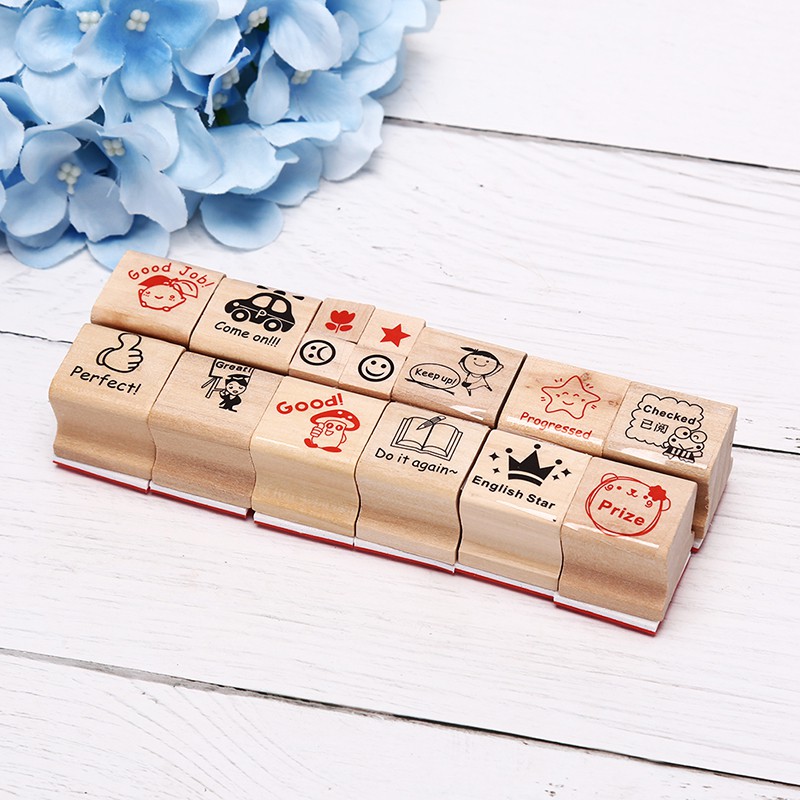 MOHAMM 8 PCS Retro Wooden Stamps for Scrapbooking School Supplies Journal  Stamps