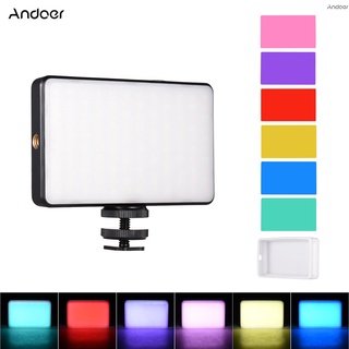 Andoer ST120 ไฟเติมแสงวิดีโอ LED 2500K-9000K CRI95+ หรี่แสงได้ สองสี พร้อมตัวกรองซิลิคอน 6 ชิ้น