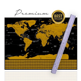 [ส่งฟรี] แผนที่โลกขูด Premium World Scratch Map with Flags แถม! ปากกาขูด