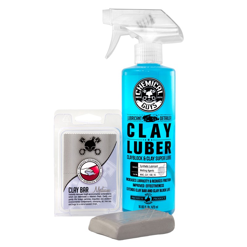 Clay Bar (Gray) & Luber Synthetic Lubricant Kit ชุดดินน้ำมันสำหรับลูบรถ