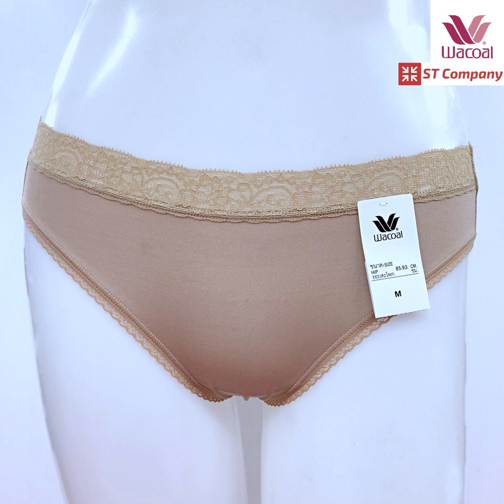Wacoal Panty กางเกงใน ทรง Bikini ขอบลูกไม้ สีโอวัลติน (1 ตัว) กางเกงในผู้หญิง ผู้หญิง วาโก้ ครึ่งตัว
