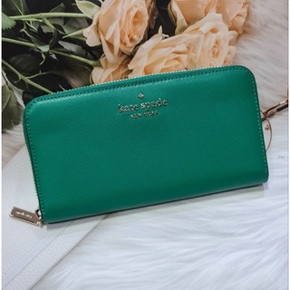 🦋แท้💯 พร้อมส่ง🦋 กระเป๋าตังค์ Kate Spade Staci Large Continental Wallet wlr00130 Saffiano wintergreen