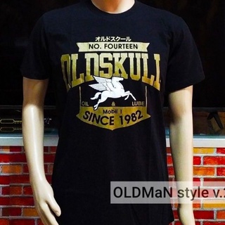 เสื้อยืดสีดำ Oldskull ลายโลโก้ม้าขาวบิน