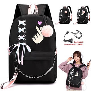 Cute Than Heart Backpack School Bags Laptop Travel Bags for Girls Teenage Notebook Backpack Nylon Mochila Pusheen Women