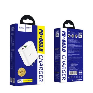 หัวชาร์จ Wall charger “C57 Speed charger” USB QC3.0 &amp; Type-C PD set with cable US