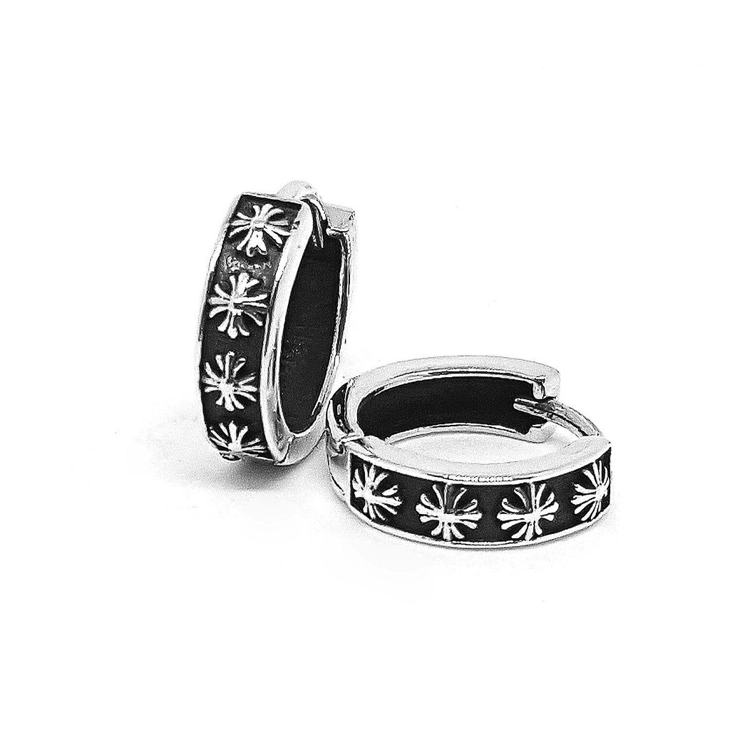 Chrome Hearts Sterling Silver 925 เครื่องประดับเงินแท้ ต่างหู SE-06 Hoop Earring Code:CED024