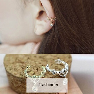 ต่างหูแบบคลิปหนีบรูปกระดูกตกแต่ง rhinestone