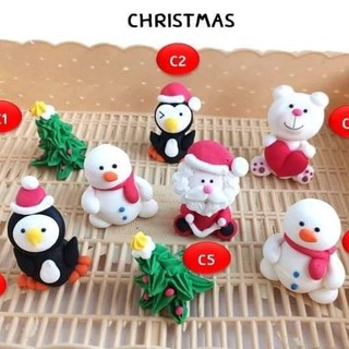 ตุ๊กตาน้ำตาลรูปซานต้าครอส ต้นคริสมาส สโนวแมน เพนกวิ้น หมี Santa sugar น้ำตาลแต่งหน้าเค้ก เทศกาลคริสมาส 5x5cm 8ตัว