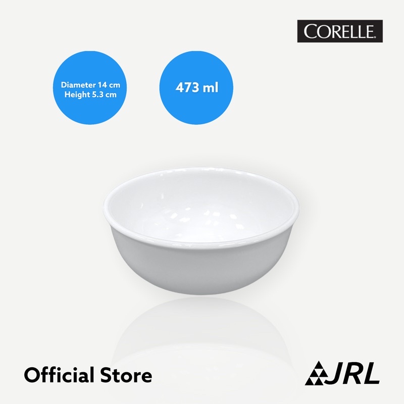 Corelle (แท้ 100%) จาน ชาม Laminated Glass น้ำหนักเบา แตก บิ่นยาก Made in USA เลือกขนาด 14/16/21 cm (สีขาว) จานเซรามิก