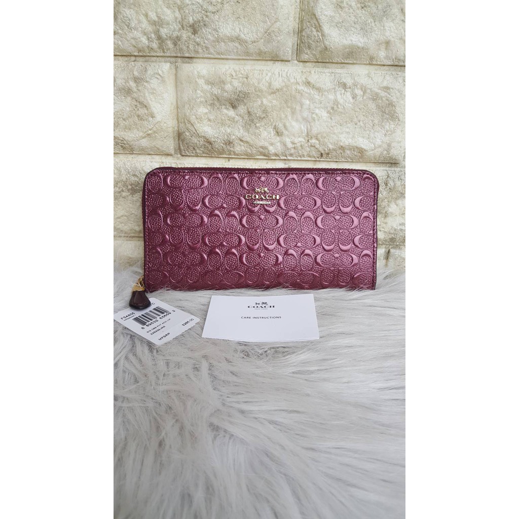 ACCORDION ZIP WALLET IN SIGNATURE DEBOSSED PATENT LEATHER (COACH F54805)