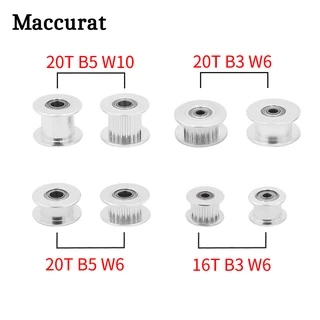 1PC GT2 Idler Timing Pulley 16/20 ฟันล้อ Bore 3/5 มม.อลูมิเนียมเกียร์ฟันกว้าง 6/10 มม.สําหรับ I3 Ender 3 CR10 เครื่องพิมพ์ Reprap