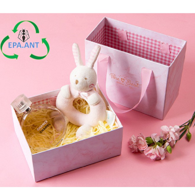 EPA The Best กล่องของขวัญพร้อมถุงหูหิ้ว ลายหินอ่อน กล่องใส่ขนม กล่องใส่คุ๊กกี้