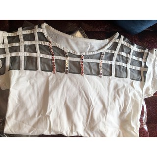 เสื้อยืด ลายตาข่าย สาวอวบ hand2