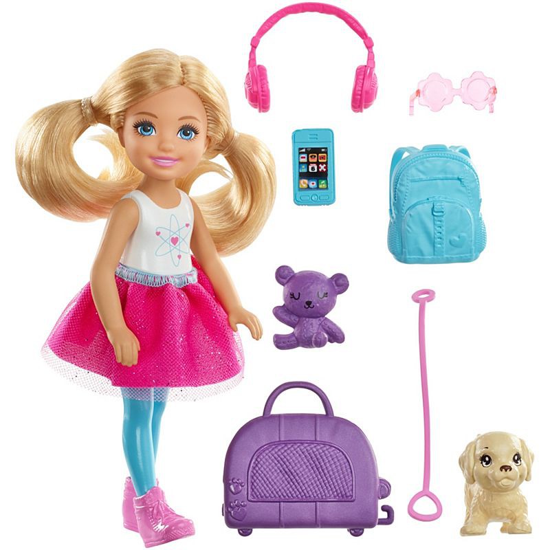 Barbie Chelsea Travel Doll & Accessories ตุ๊กตา บาร์บี้ เชลซี ทราเวล ท่องเที่ยว FWV20
