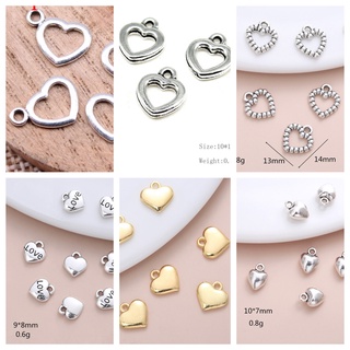 จี้รูปหัวใจหลายแบบ จี้ห้อยสีเงิน สีทอง  ราคาต่อหนึ่งชิ้น จี้โลหะผสมราคาถูก พร้อมส่งในไทย
