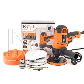 InnTech เครื่องขัดสีรถยนต์ ขนาด 5 นิ้ว 800W + สว่าน 2 IN 1 รุ่นใหม่ 2 ฟังก์ชั่น แถมฟรี! ผ้าขนแกะขัดสี ฟองน้ำขัดสีครบชุด