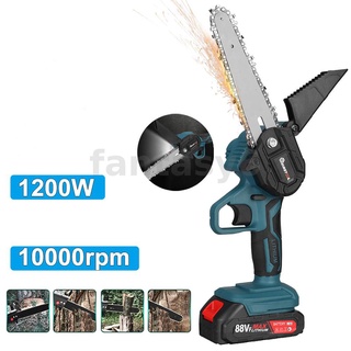 Mustool เลื่อยโซ่ไฟฟ้า ไร้สาย 88VF 6 นิ้ว 1200W สําหรับตัดไม้ Makita แบตเตอรี่ 18V