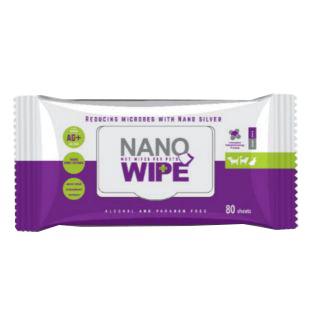Nano wipe plus+ ผ้าเปียกสำหรับสัตว์ ป้องกันเชื้อแบคทีเรีย  หูเท้าลำตัวของสัตว์