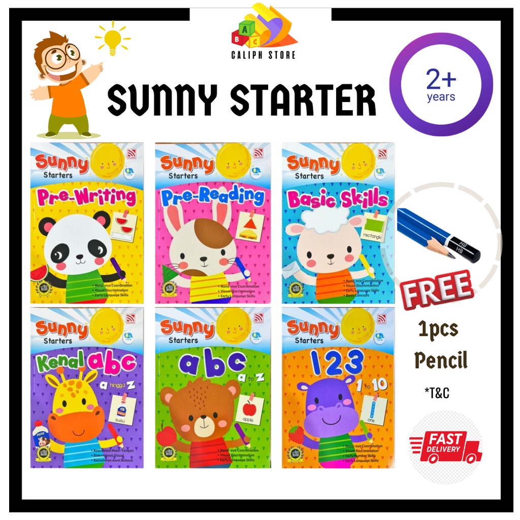 หนังสือกิจกรรม CS Sunny Starter Kids สําหรับ 2 + ปี Pre Reading Pre Writing Basic Skill abd 123 Kena