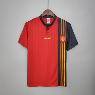 เสื้อกีฬาแขนสั้น ลายทีมชาติฟุตบอล Spain 1996 ชุดเหย้า สไตล์เรโทร