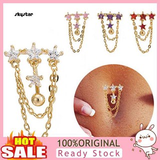 SKY Clear Crystal Star Navel Ring Gold Surgical Steel Dangle Belly Piercing Jewelry