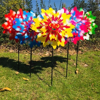 GOO Wind Spinner Three Layers Sunflower Outdoor Garden Decoration Windmill Pinwheel Kids Children Toys Cartoon Gifts Funny Games Rotation