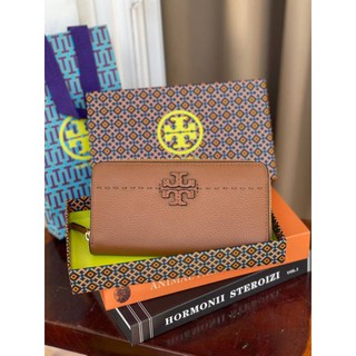 📮@1,940.-🔥🔥SUMMER SALE (ลดอีก 7 %)🔥🔥💯 TORY BURCH MCGRAW ZIP CONTINENTAL WALLET กระเป๋าสตางค์หนังผิววัว