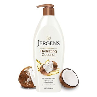 Jergens Hydrating Coconut Dry Skin Moisturiser 400ml. เจอร์เกนส์ โคโคนัท ไฮเดรทติ่งโลชั่น (ขวดปั๊ม)