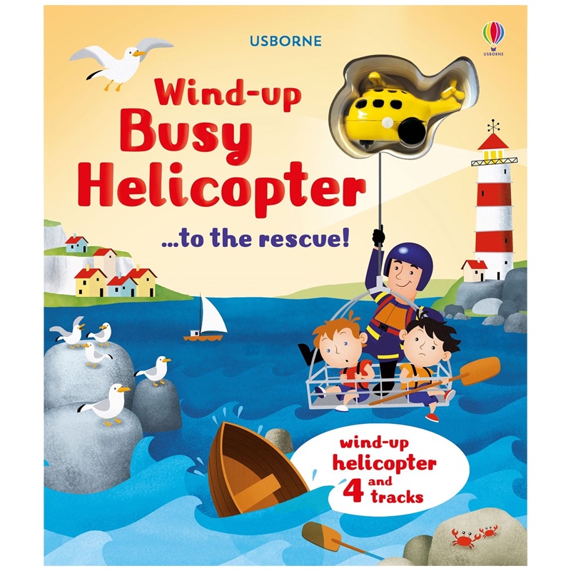 Usborne books Wind-up busy helicopter  หนังสือ พร้อมของเล่นเครื่องเฮริคอปเตอร์