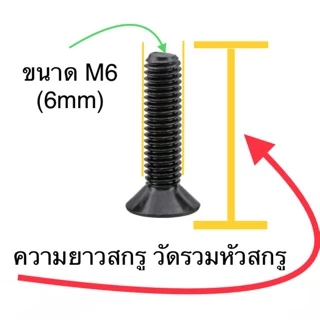 สกรูหัวจมเตเปอร์ เหล็กแข็ง M6 เกลียว 1.0 ทุกความยาว สกรู น็อต หกเหลี่ยม