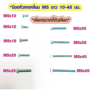 น๊อตหัวหกเหลี่ยม เกลียวมิล M5 ยาว 10-45 มม. น็อตหัวหกเหลี่ยม น็อตหกเหลี่ยม น็อต น๊อต น็อตตัวผู้ สกรู Screw HEX BOLT ABP