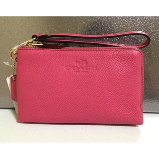 COACH DOUBLE CORNER ZIP WRISTLET