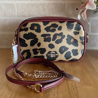 🎀 (สด-ผ่อน) ครอสบอดี้ 2 ลายเสือ F39587 ISLA CHAIN CROSSBODY WITH LEOPARD PRINT